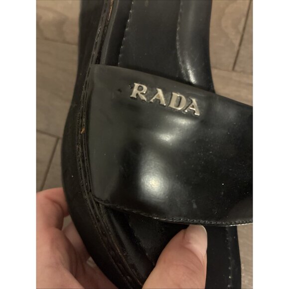 Prada Sport Authentic Solid Black Leather Platform Wedge Slides Sandals 6.5 - Picture 7 of 8